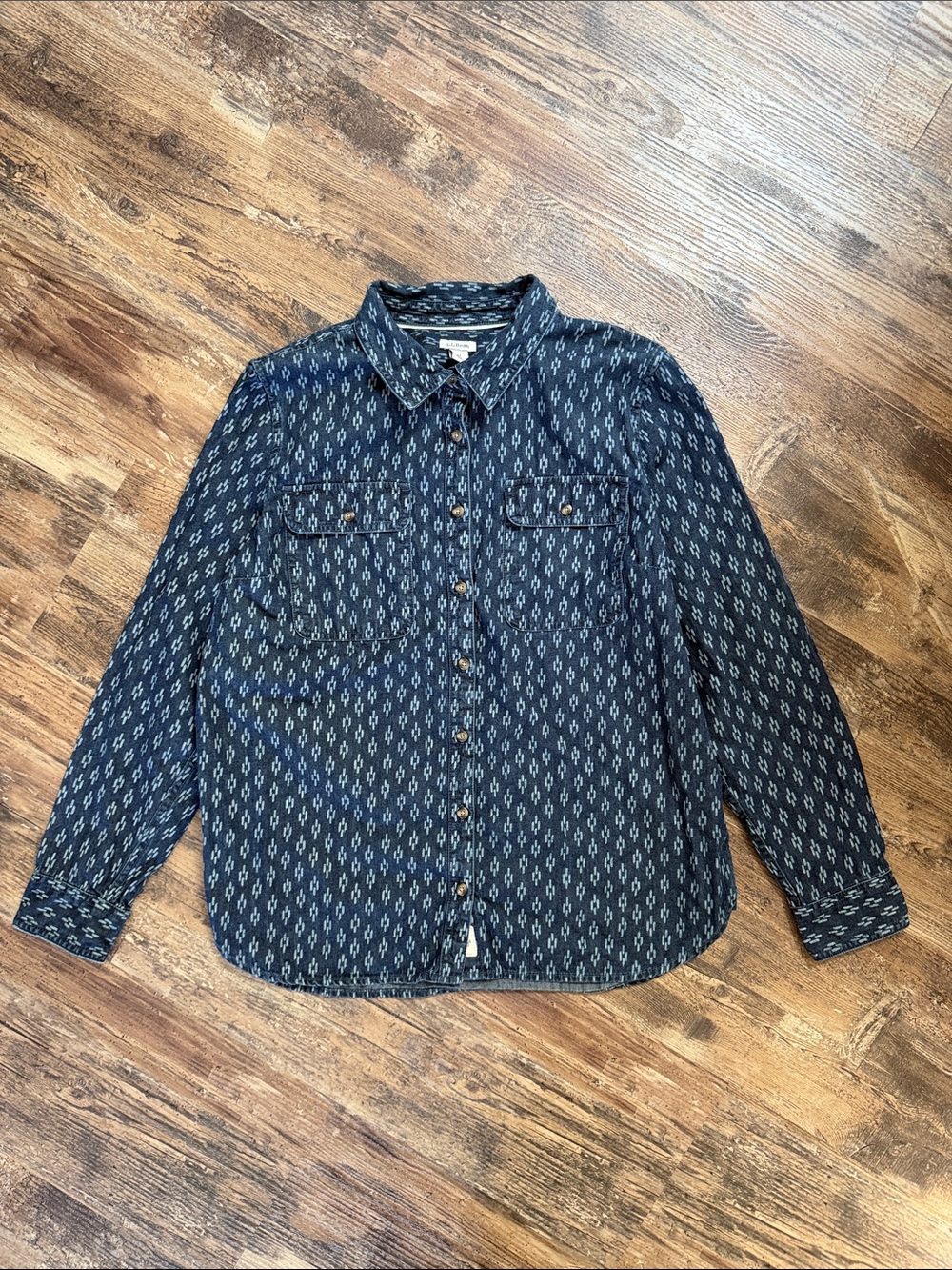 L.L. Bean Denim Print Button Down Shirt SIze Medium